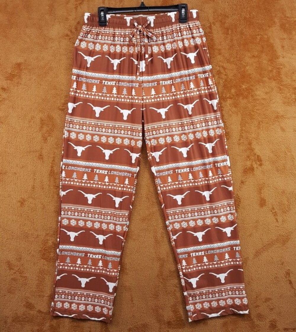 TEXAS LONGHORNS Pajama Pants Womens Medium Brown Orange Pull On Sleep Lounge